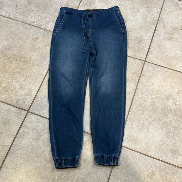 7 For All Mankind High Waist Jogger Jeans 27 Goldie Knit Denim - Picture 2 of 10